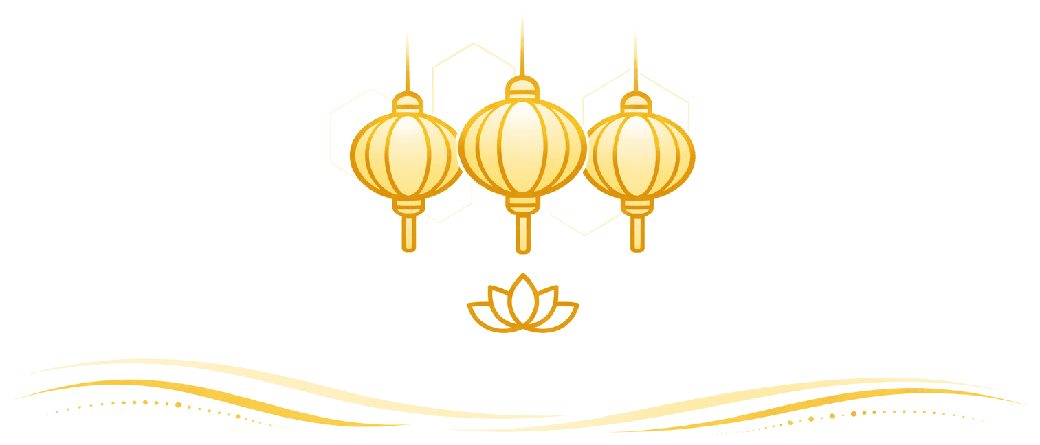 Golden lanterns and lotus emblem